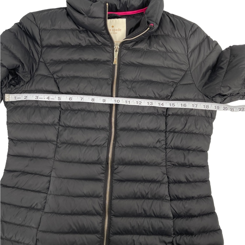 Kate Spade Quilted Down Puffer Full Zip Lightweight Hooded Jacket Black Small P - Picture 17 of 17